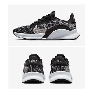 NWOT Nike SuperRep Go 3 Flyknit Next Nature Black White Sneakers Workout Shoes 8
